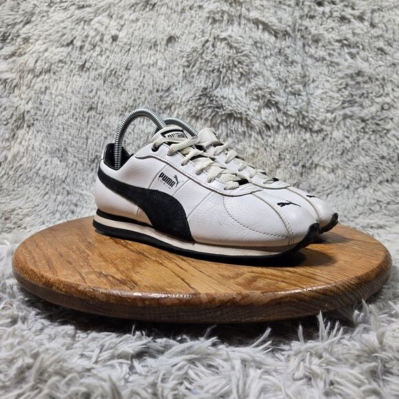 Puma Turin 2 Women Size 7 Retro Y2K Style White/Black Leather Sneakers Shoes - Picture 1 of 8